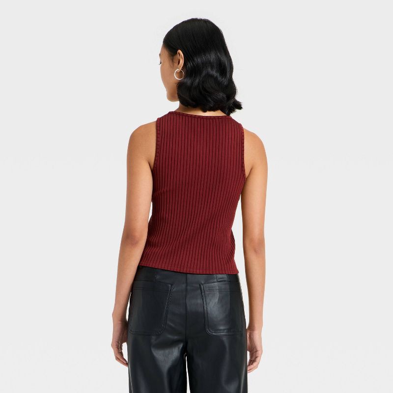 slide 2 of 4, Women's Slim Fit Ribbed Seamless Tank Top - A New Day™ Maroon L, 1 ct