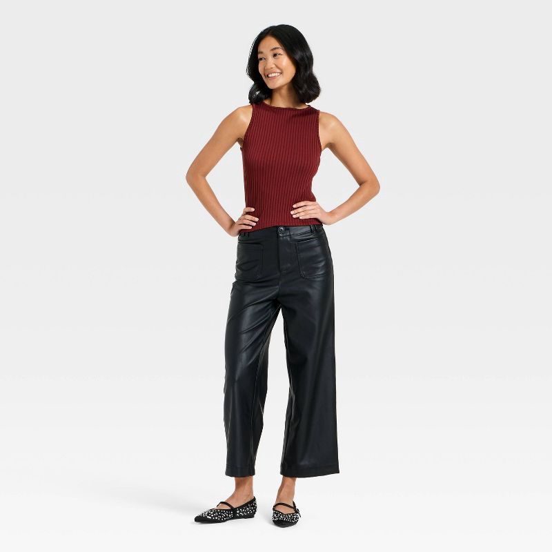 slide 3 of 4, Women's Slim Fit Ribbed Seamless Tank Top - A New Day™ Maroon L, 1 ct