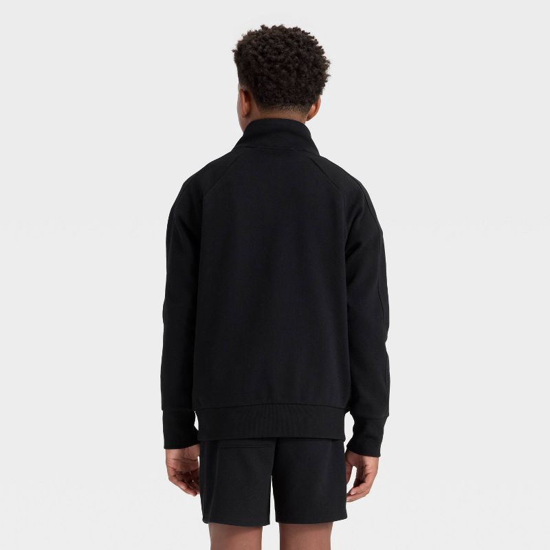 slide 2 of 3, Boys' Textured Knit Quarter Zip Pullover Sweatshirt - art class™ Black M, 1 ct