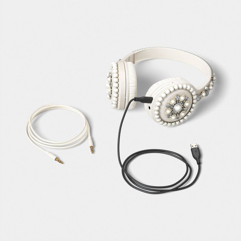 slide 2 of 3, Embellishment On-Ear Headphones - heyday™ Jewel Cream, 1 ct