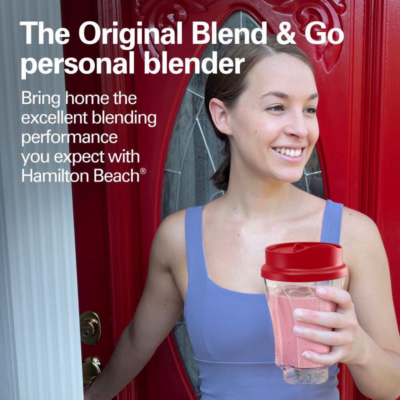 slide 2 of 7, Hamilton Beach Personal Blender with Travel Lid Red, 1 ct