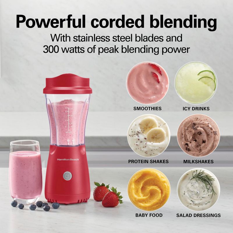 slide 3 of 7, Hamilton Beach Personal Blender with Travel Lid Red, 1 ct