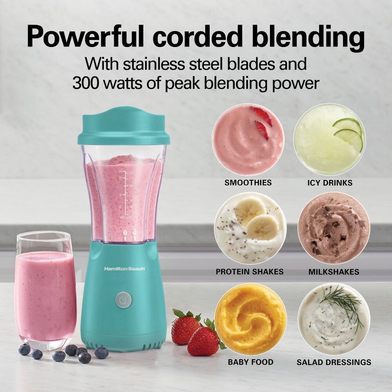 slide 3 of 7, Hamilton Beach Personal Blender with Travel Lid Teal, 1 ct