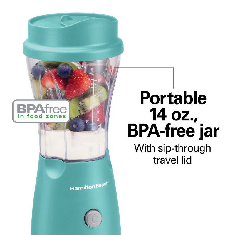slide 7 of 7, Hamilton Beach Personal Blender with Travel Lid Teal, 1 ct