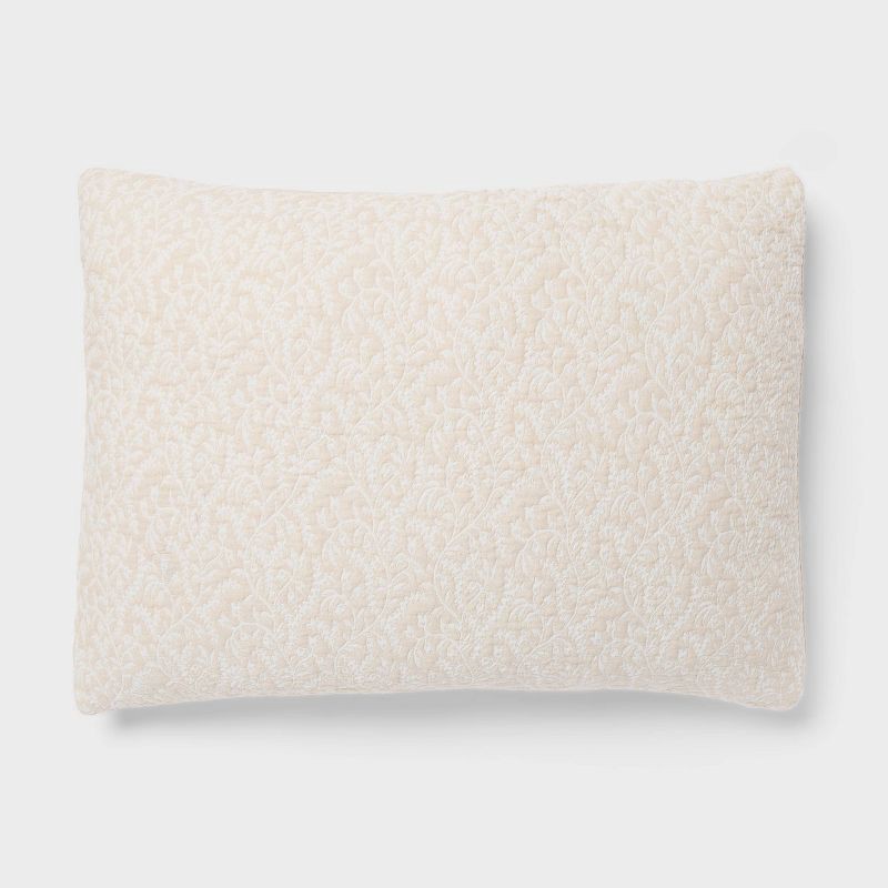 slide 4 of 5, 3pc King Reversible Lightweight Matelasse Quilt and Shams Set Vine Floral Natural - Threshold™, 3 ct