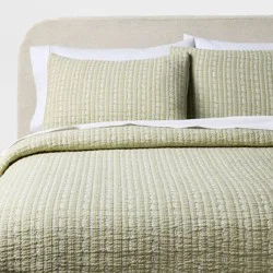 3pc King Reversible Lightweight Matelasse Quilt and Shams Set Tinker Stripe Green - Threshold™