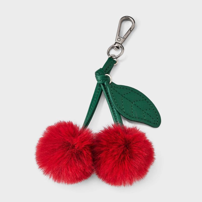 slide 1 of 3, Girls' Cherry Bag Charm - art class™ Red/Green, 1 ct