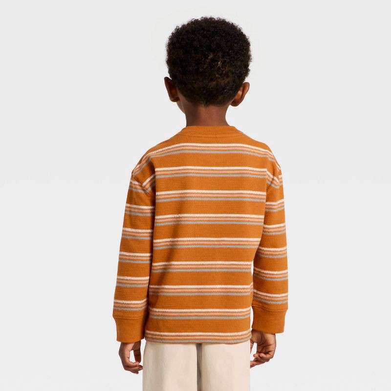 slide 3 of 3, Toddler Boys' Textured Long Sleeve Knit Shirt - Cat & Jack™ Brown 2T, 1 ct