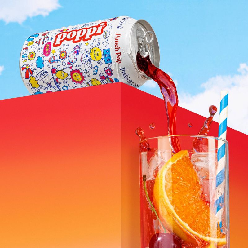 slide 4 of 4, Poppi Punch Pop Prebiotic Beverage Soda - 12 fl oz Can, 12 fl oz