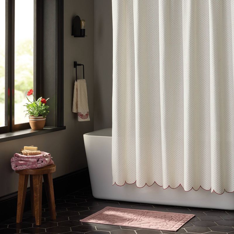 slide 2 of 4, 20"x30" Valentine's Day Woven Jacquard Bath Rug Pink - Threshold™, 1 ct