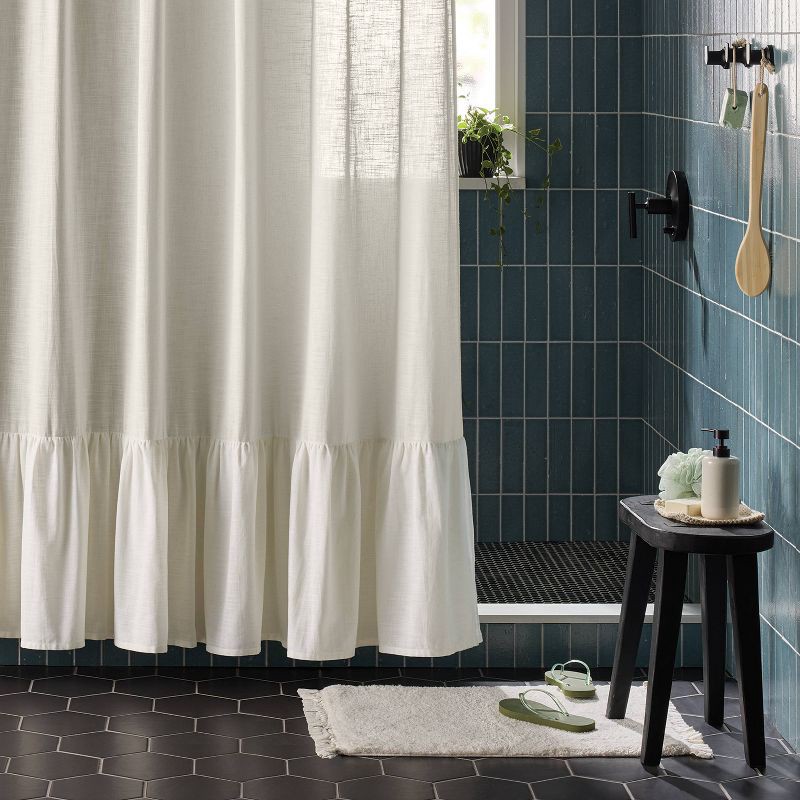 slide 2 of 4, 20"x30" Valentine's Day Tufted Ruffle Bath Rug White - Threshold™, 1 ct