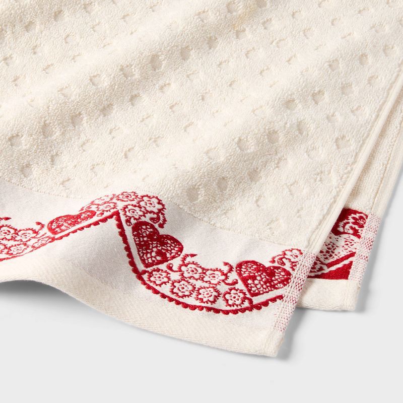 slide 3 of 4, Valentine's Day Scallop Border Bath Towel - Threshold™, 1 ct