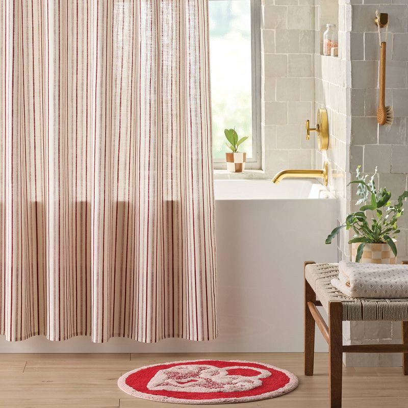 slide 2 of 4, 72"x72" Valentine's Day Striped Cotton Shower Curtain - Threshold™, 1 ct