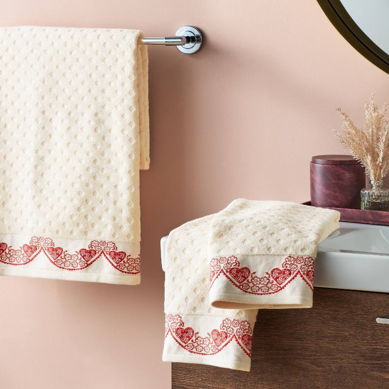 slide 2 of 4, 2pk Valentine's Day Scallop Border Hand Towel Set - Threshold™, 2 ct