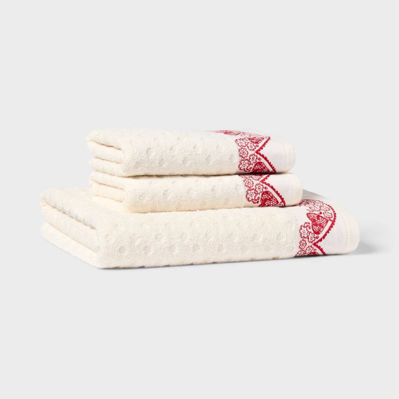 slide 4 of 4, 2pk Valentine's Day Scallop Border Hand Towel Set - Threshold™, 2 ct
