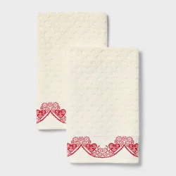 2pk Valentine's Day Scallop Border Hand Towel Set - Threshold™