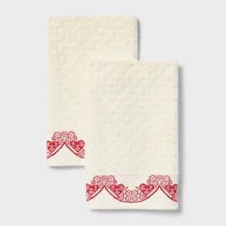 2pk Valentine's Day Scallop Border Hand Towel Set - Threshold™
