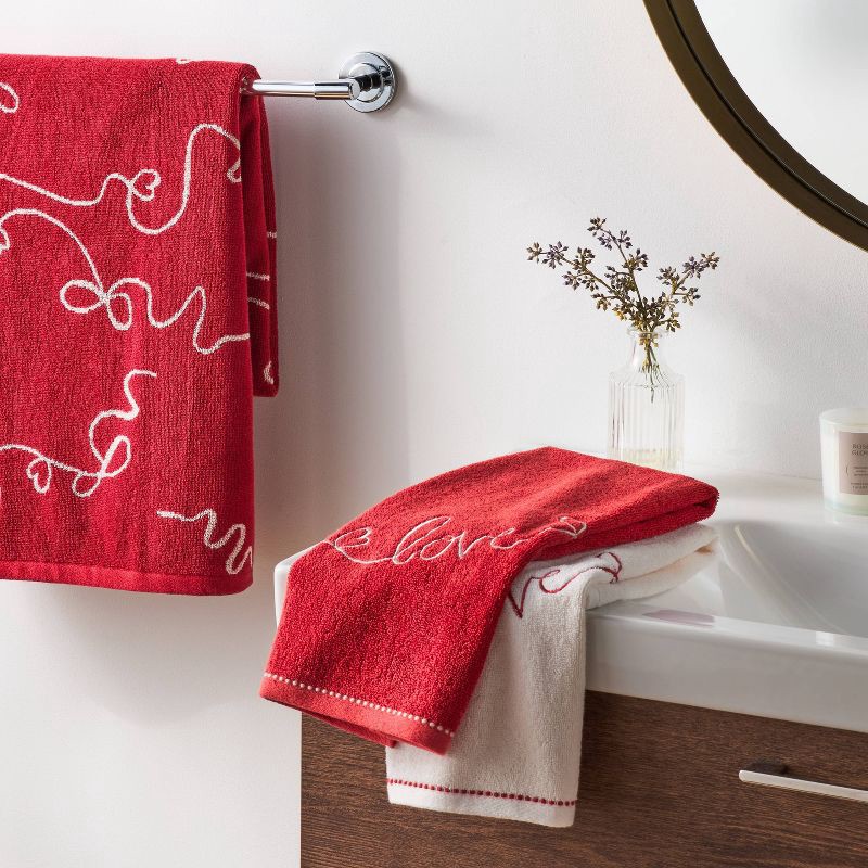 slide 2 of 5, Valentine's Day 'Love' Ribbon Bath Towel - Threshold™, 1 ct