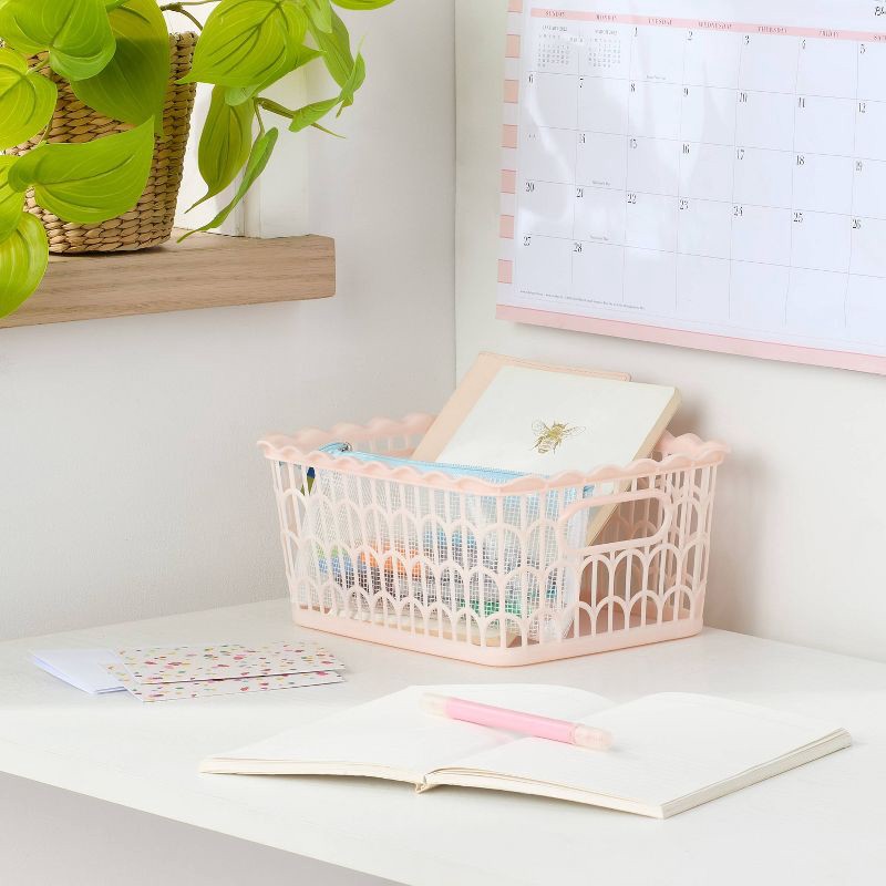 slide 2 of 3, Wave Scallop Decorative Basket Small Pink - Brightroom™, 1 ct