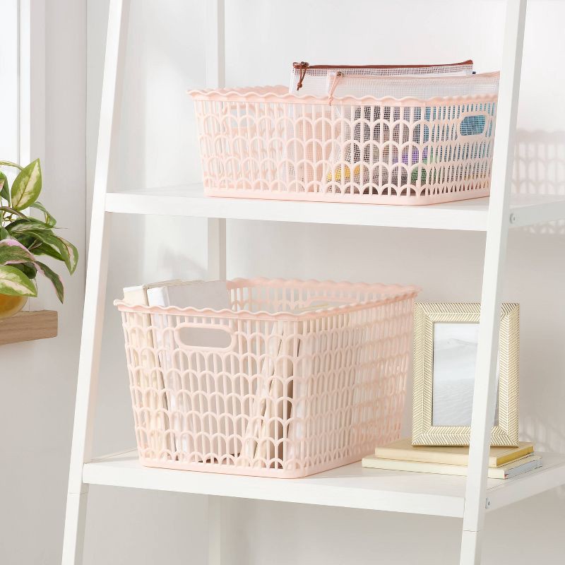 slide 2 of 3, Wave Scallop Decorative Basket Medium Pink - Brightroom™, 1 ct