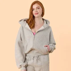Blogilates Women's Marshmallow Full Zip Hooded Sweatshirt - Heathered Gray XL