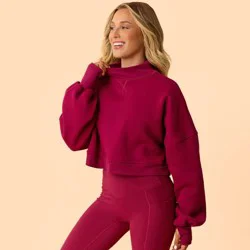 Blogilates Women's Marshmallow Mockneck Sweatshirt - Burgundy M