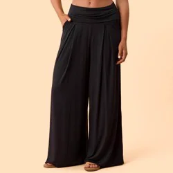 Blogilates Women's Homebody Foldover Wide Leg Pants - Black M