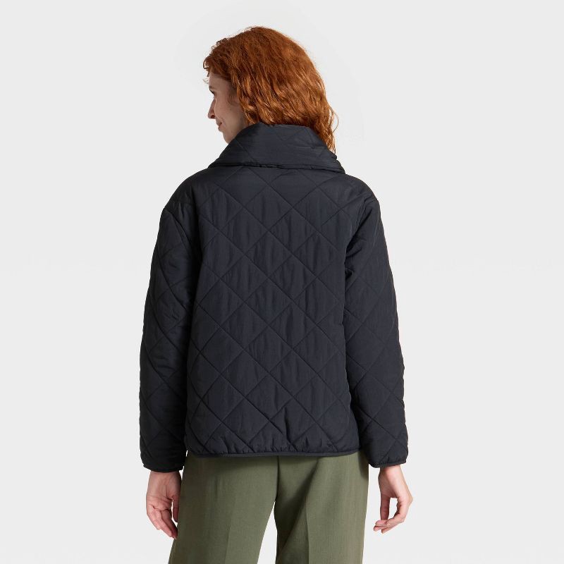 slide 2 of 3, Women's Quilted Scarf Jacket - A New Day™ Black XS, 1 ct