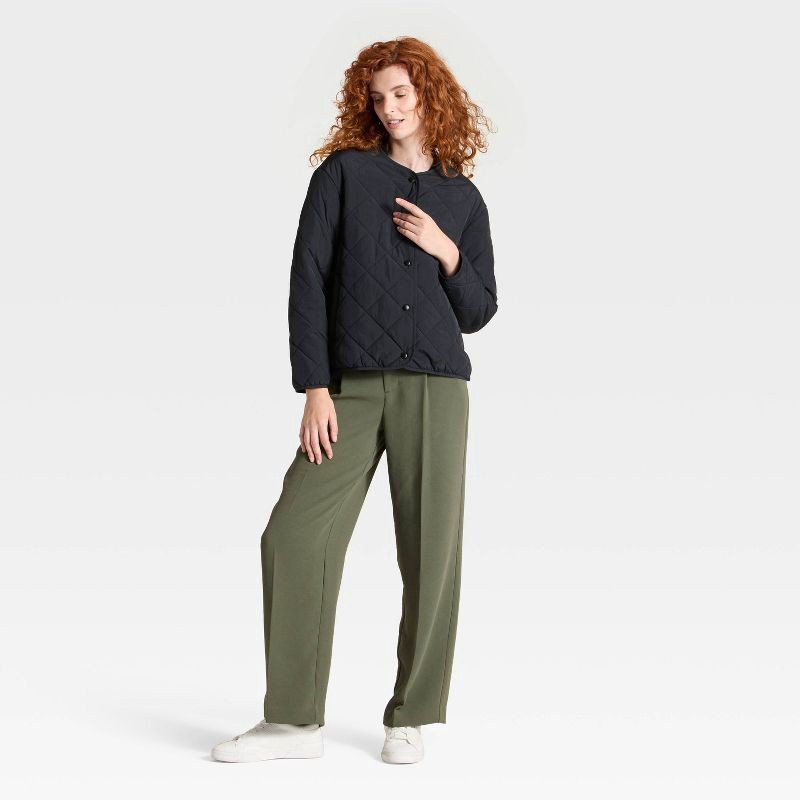 slide 3 of 3, Women's Quilted Scarf Jacket - A New Day™ Black L, 1 ct