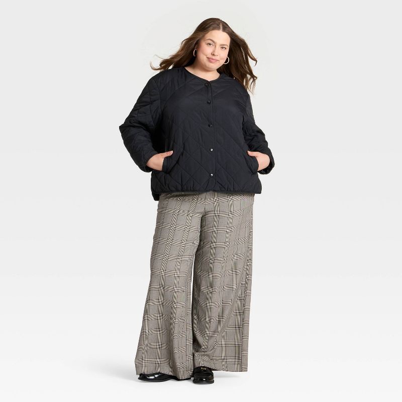 slide 3 of 3, Women's Quilted Scarf Jacket - A New Day™ Black XXL, 1 ct
