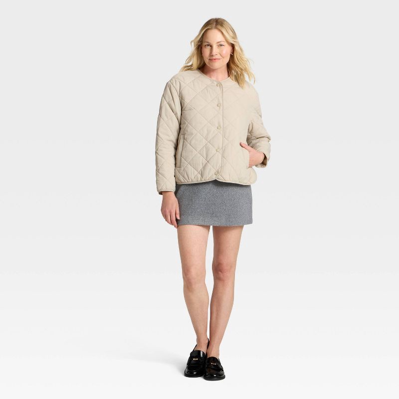 slide 3 of 3, Women's Quilted Scarf Jacket - A New Day™ Cream XL, 1 ct