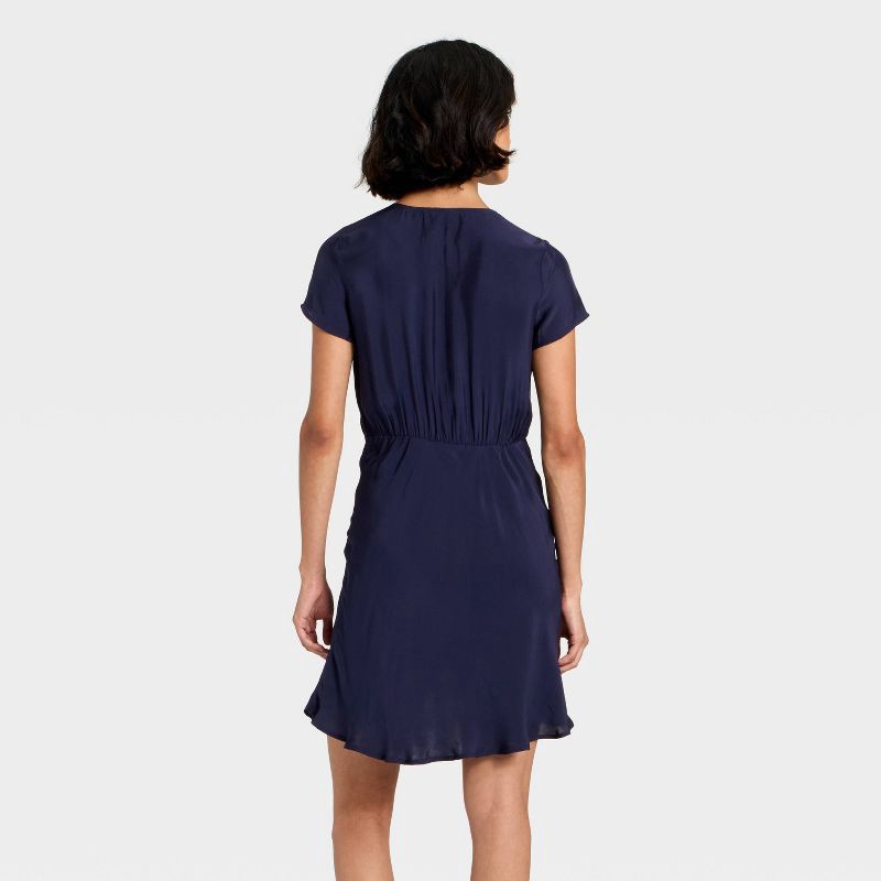 slide 2 of 3, Women's Short Sleeve Mini A-Line Dress - Universal Thread™ Navy Blue XS, 1 ct
