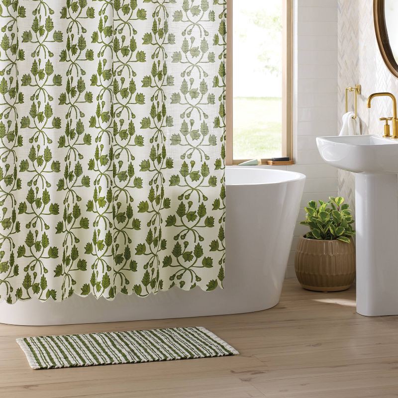 slide 2 of 4, 20"x30" Avery Plaid Handloom Woven Bath Rug Ivory/Green - Threshold™, 1 ct