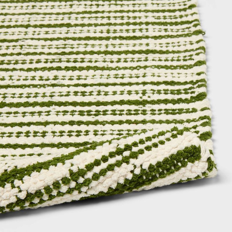slide 4 of 4, 20"x30" Avery Plaid Handloom Woven Bath Rug Ivory/Green - Threshold™, 1 ct