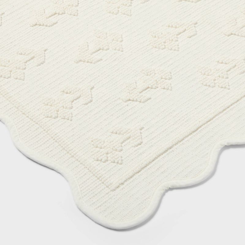 slide 3 of 5, 20"x30" Mini Floral Scalloped Bath Rug White - Threshold™, 1 ct