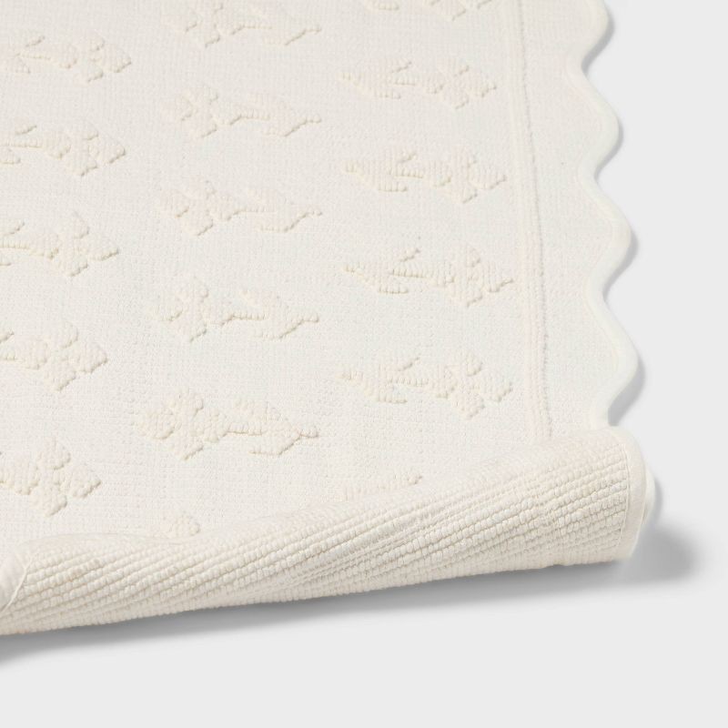 slide 4 of 5, 20"x30" Mini Floral Scalloped Bath Rug White - Threshold™, 1 ct