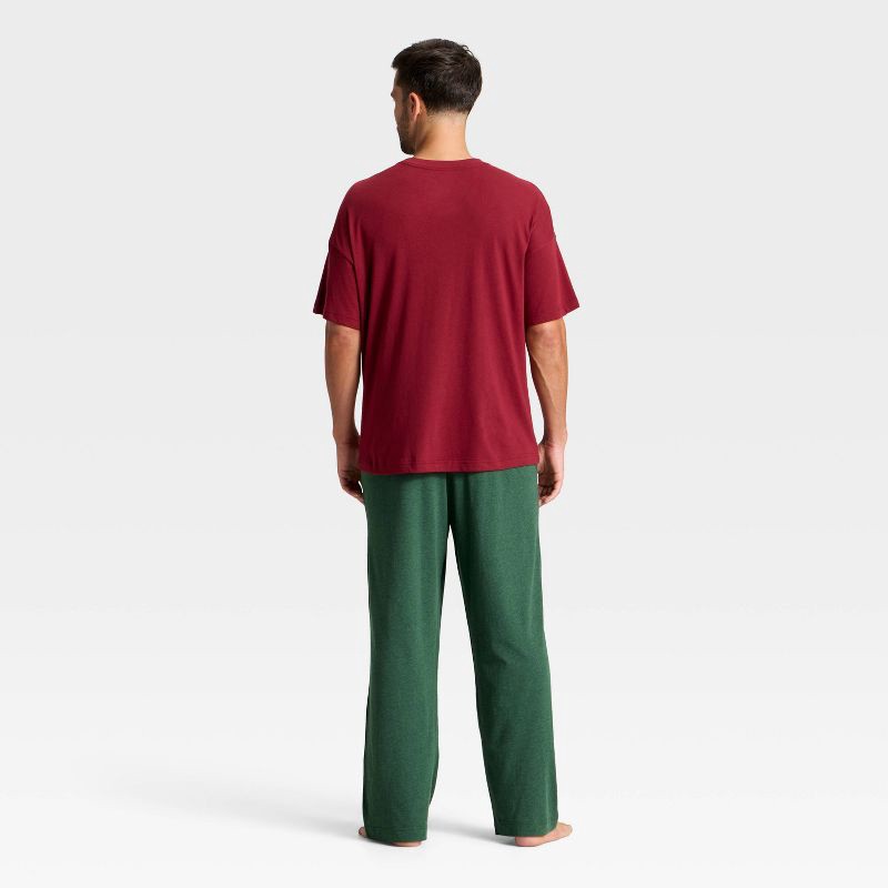 slide 2 of 3, Men's 2pc Short Sleeve T-Shirt & Pant Pajama Set - Goodfellow & Co™ Bucky's Trees Red L, 2 ct