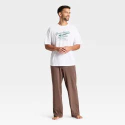 Men's 2pc Short Sleeve T-Shirt & Pant Pajama Set - Goodfellow & Co™ Gingerbread White S