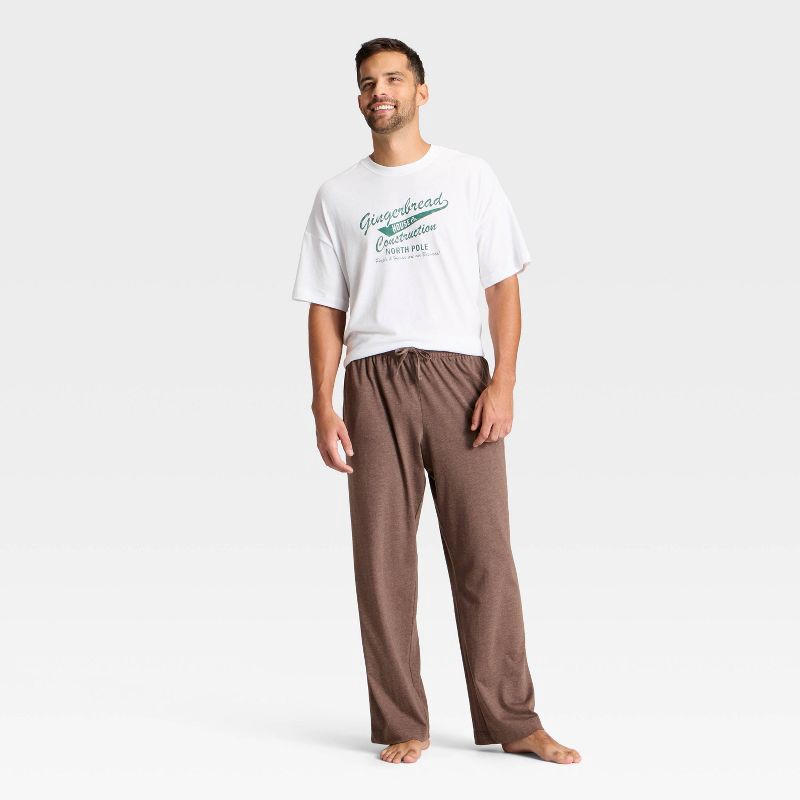 slide 3 of 3, Men's 2pc Short Sleeve T-Shirt & Pant Pajama Set - Goodfellow & Co™ Gingerbread White L, 2 ct