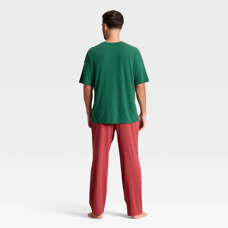 slide 2 of 3, Men's 2pc Short Sleeve T-Shirt & Pant Pajama Set - Goodfellow & Co™ Dog Green S, 2 ct
