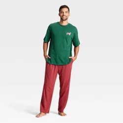 Men's 2pc Short Sleeve T-Shirt & Pant Pajama Set - Goodfellow & Co™ Dog Green S