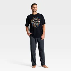 Men's 2pc Short Sleeve T-Shirt & Pant Pajama Set - Goodfellow & Co™ Merry & Bright Black S