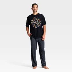 Men's 2pc Short Sleeve T-Shirt & Pant Pajama Set - Goodfellow & Co™ Merry & Bright Black M