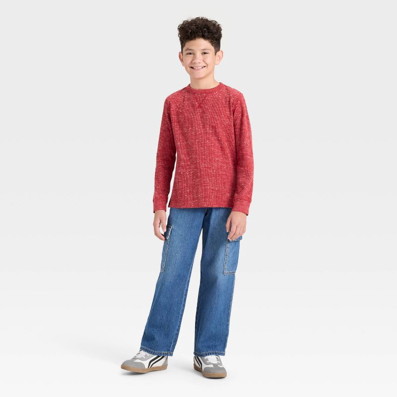 slide 3 of 3, Boys' Long Sleeve Thermal Shirt - Cat & Jack™ Red XL, 1 ct