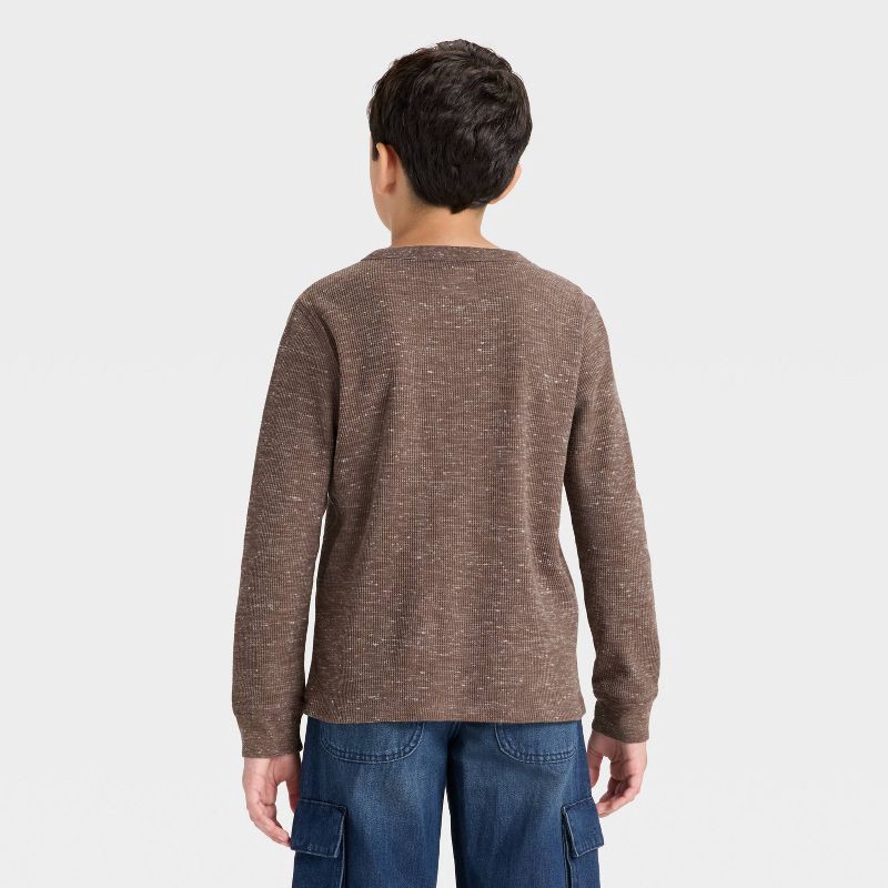 slide 2 of 3, Boys' Long Sleeve Thermal Shirt - Cat & Jack™ Brown M, 1 ct
