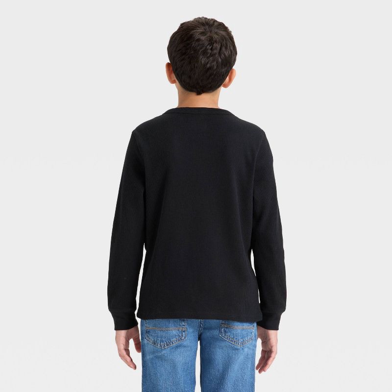 slide 2 of 3, Boys' Long Sleeve Thermal Shirt - Cat & Jack™ Black S, 1 ct