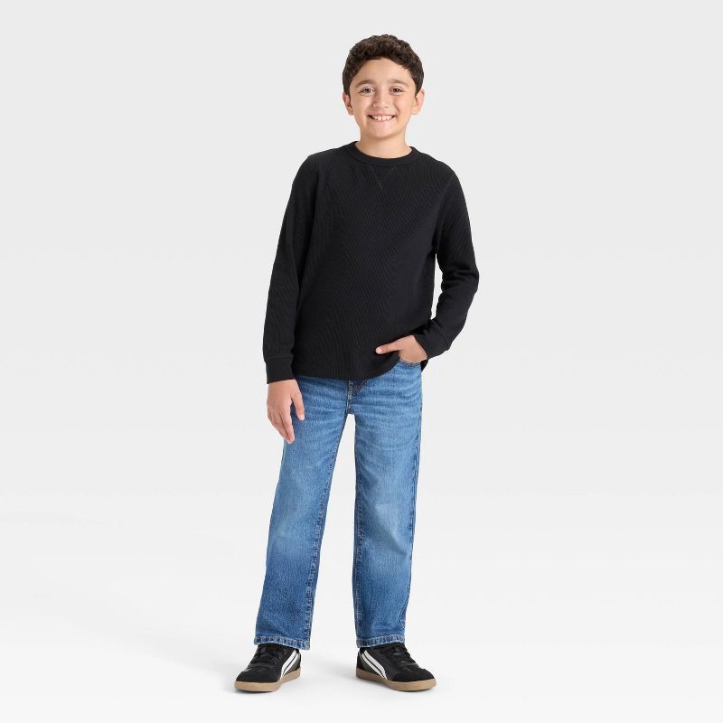 slide 3 of 3, Boys' Long Sleeve Thermal Shirt - Cat & Jack™ Black M, 1 ct