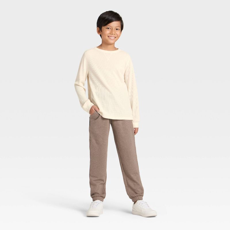 slide 3 of 3, Boys' Long Sleeve Thermal Shirt - Cat & Jack™ Beige XS, 1 ct