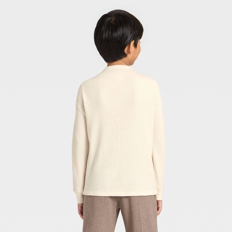 slide 2 of 3, Boys' Long Sleeve Thermal Shirt - Cat & Jack™ Beige S, 1 ct