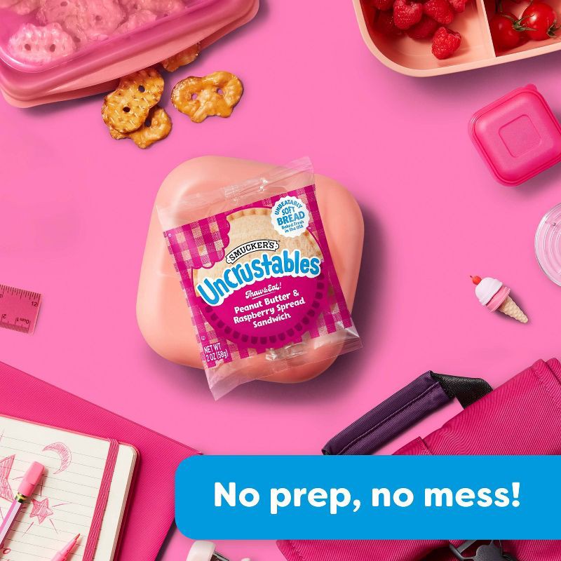 slide 8 of 9, Smucker's Uncrustables Frozen Peanut Butter & Raspberry Spread Sandwich - 20oz/10ct, 10 ct; 20 oz